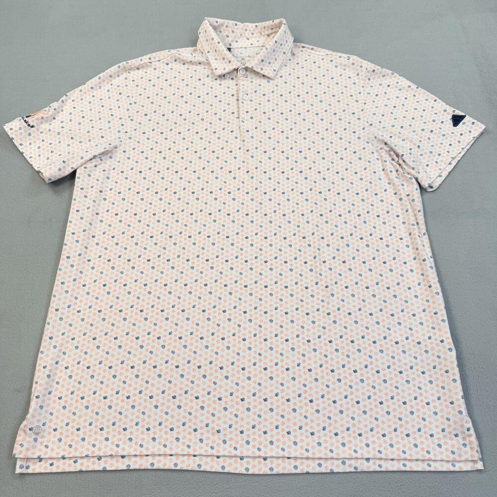 Adidas Golf Polo Shirt Mens XL White Geometric Canyon Lake Stretch Performance